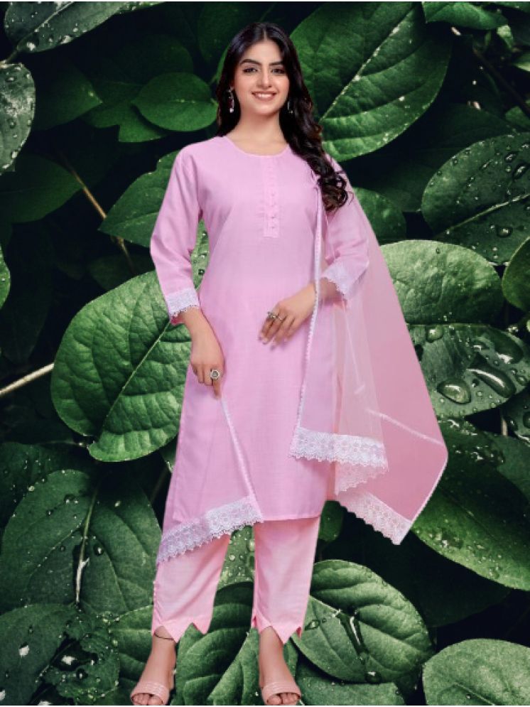     			BIPIN FASHION Cotton Silk Self Design Ethnic Top With Pants Women's Stitched Salwar Suit - Pink ( Pack of 1 )