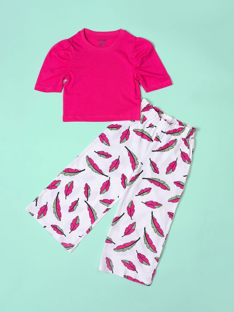     			Be Awara Pack of 1 Baby Girls Cotton Top With Capris ( Pink )