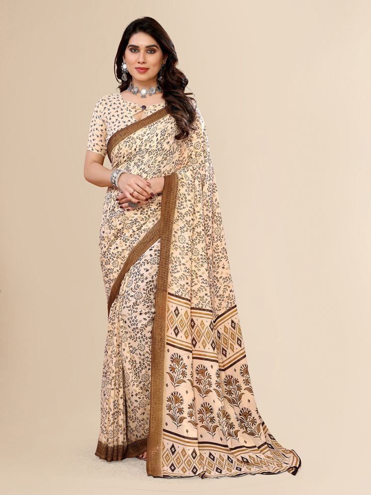     			Kashvi Sarees Pack of 1 Georgette Printed Saree With Blouse Piece ( Cream )