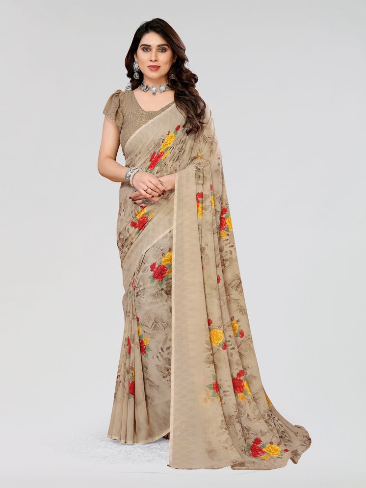     			Kashvi Sarees Pack of 1 Georgette Printed Saree With Blouse Piece ( Beige )