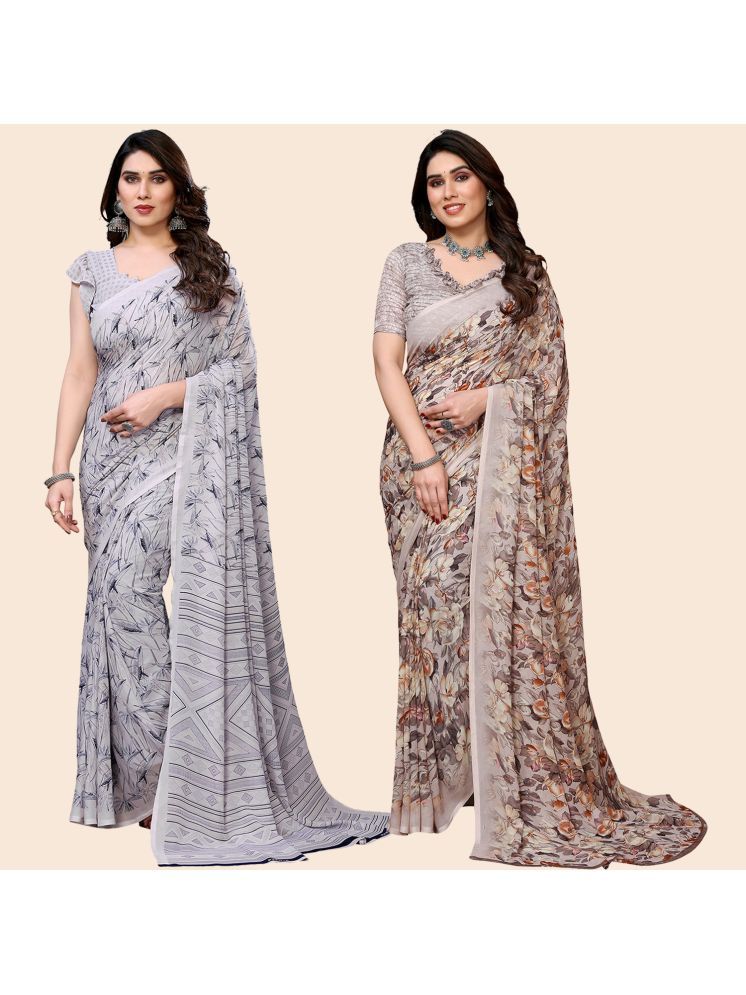     			Kashvi Sarees Pack of 2 Georgette Printed Saree With Blouse Piece ( Multicolor )