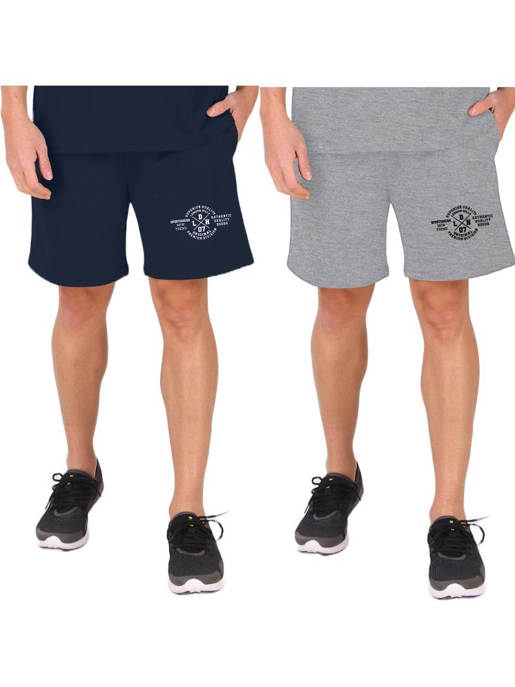     			LONDON HILLS Blue Cotton Blend Men's Shorts ( Pack of 2 )