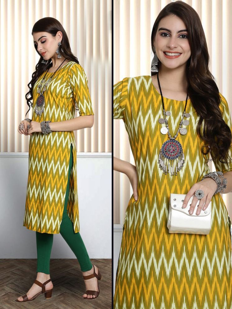     			1 Stop Fashion Pack of 1 Crepe Printed Nayra Women's Kurti - ( Yellow )