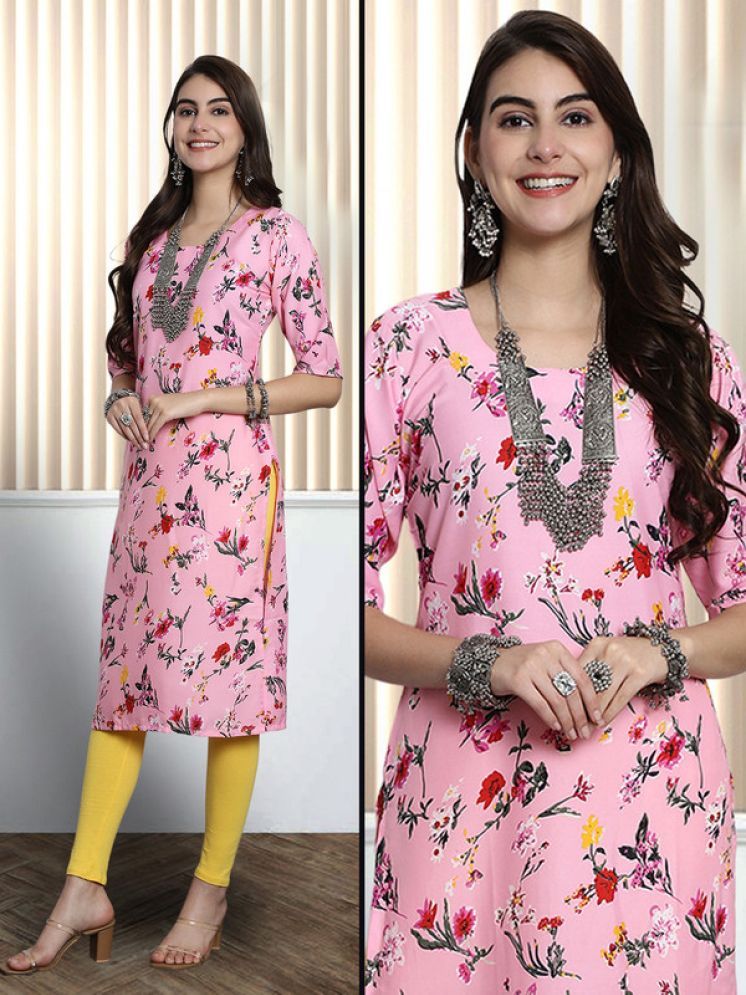     			1 Stop Fashion Pack of 1 Crepe Printed Nayra Women's Kurti - ( Pink )