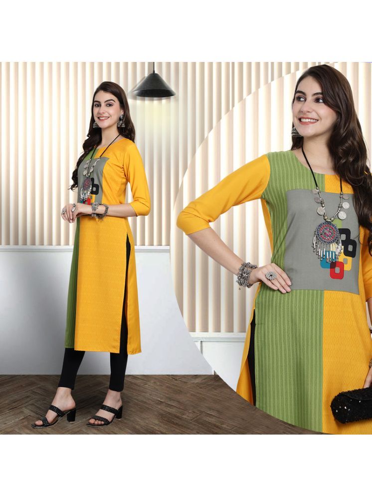     			1 Stop Fashion Pack of 1 Crepe Printed Nayra Women's Kurti - ( Yellow )