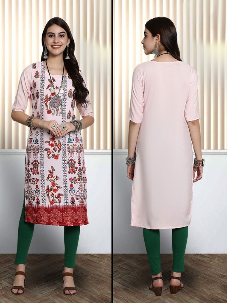     			1 Stop Fashion Pack of 1 Crepe Printed Nayra Women's Kurti - ( Pink )