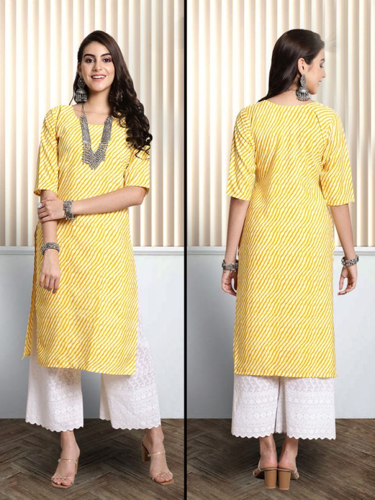     			1 Stop Fashion Pack of 1 Crepe Printed Nayra Women's Kurti - ( Yellow )