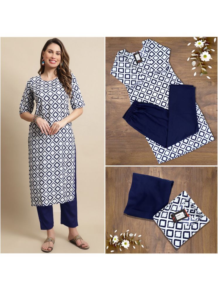     			1 Stop Fashion Pack of 1 Crepe Printed A-line Women's Kurti - ( Blue )