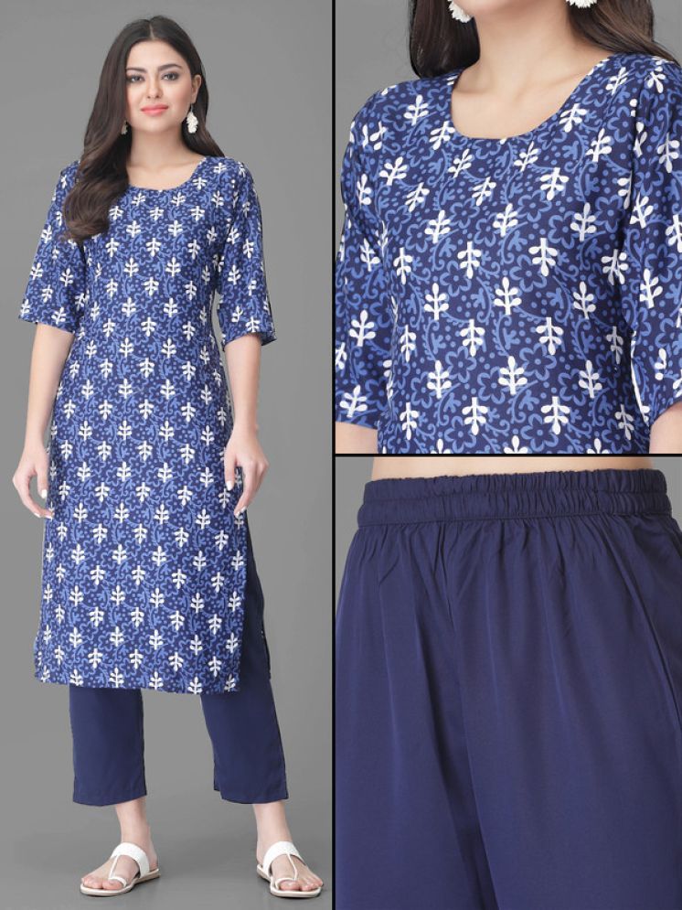     			1 Stop Fashion Pack of 1 Crepe Printed A-line Women's Kurti - ( Blue )