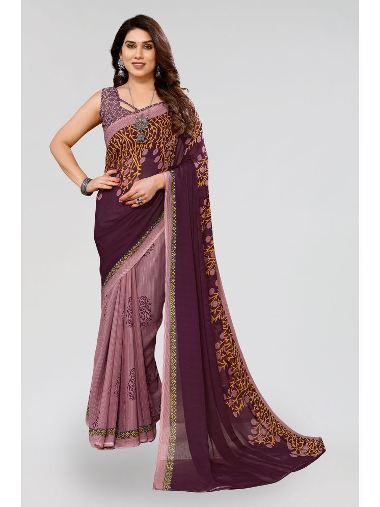     			ANAND SAREES Pack of 1 Georgette Printed Saree With Blouse Piece ( Purple )