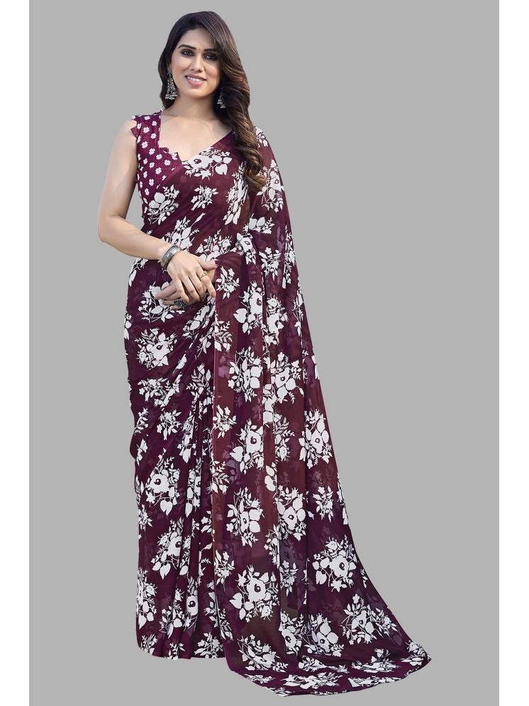     			ANAND SAREES Pack of 1 Georgette Printed Saree With Blouse Piece ( Maroon )