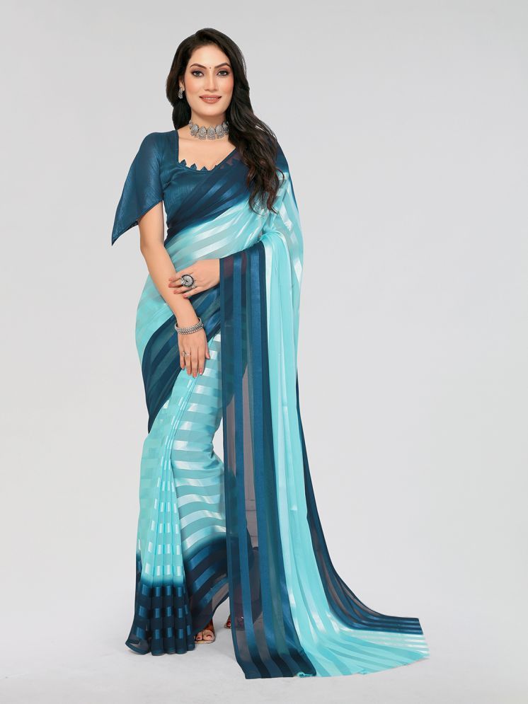     			ANAND SAREES Pack of 1 Georgette Printed Saree With Blouse Piece ( Blue )