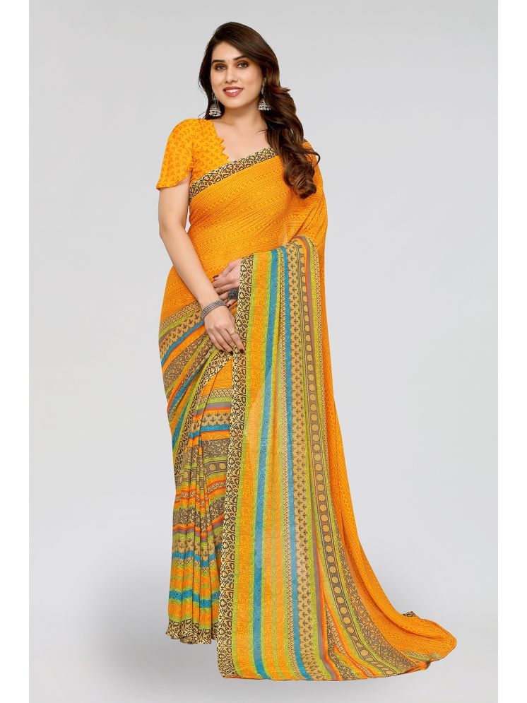     			ANAND SAREES Pack of 1 Georgette Printed Saree With Blouse Piece ( Yellow )