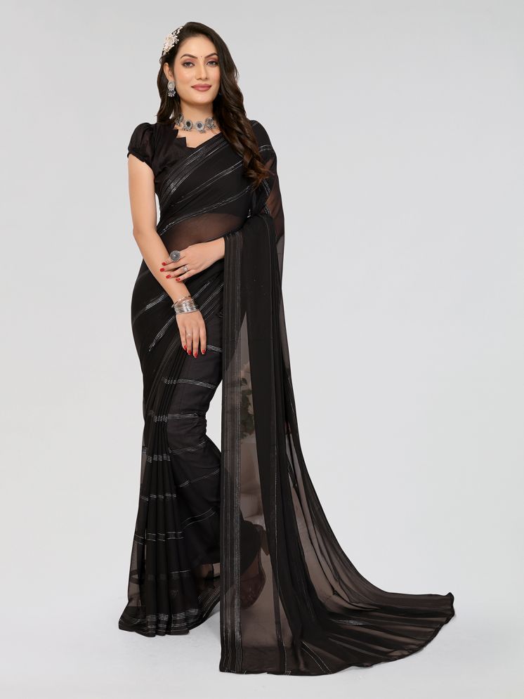     			ANAND SAREES Pack of 1 Georgette Printed Saree With Blouse Piece ( Black )