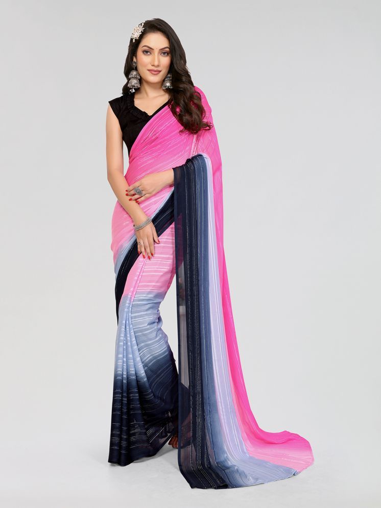     			ANAND SAREES Pack of 1 Georgette Printed Saree With Blouse Piece ( Pink )