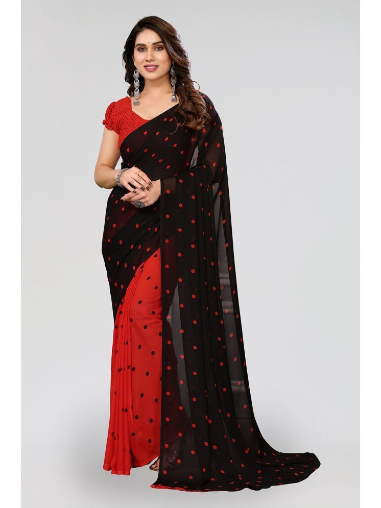     			ANAND SAREES Pack of 1 Georgette Printed Saree With Blouse Piece ( Black )