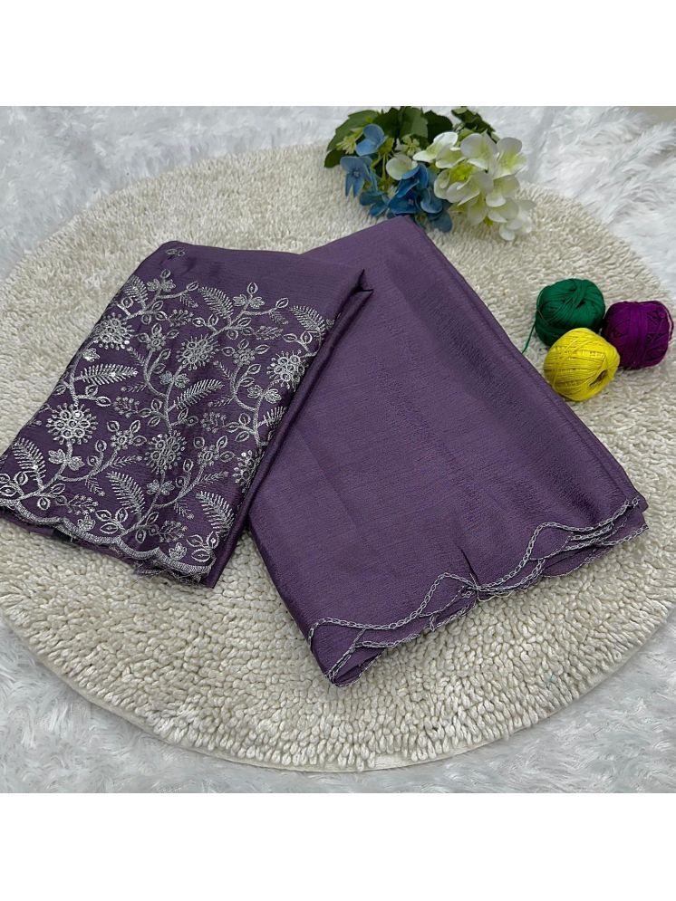     			Apnisha Pack of 1 Chiffon Solid Saree With Blouse Piece ( Purple )