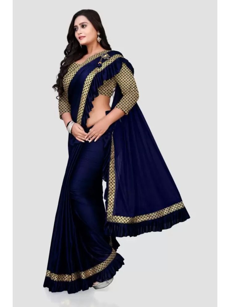     			Saadhvi Pack of 1 Lycra Self Design Saree With Blouse Piece ( Blue )