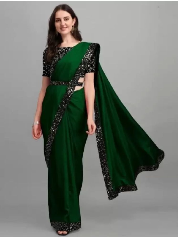     			Saadhvi Pack of 1 Lycra Embellished Saree With Blouse Piece ( Green )