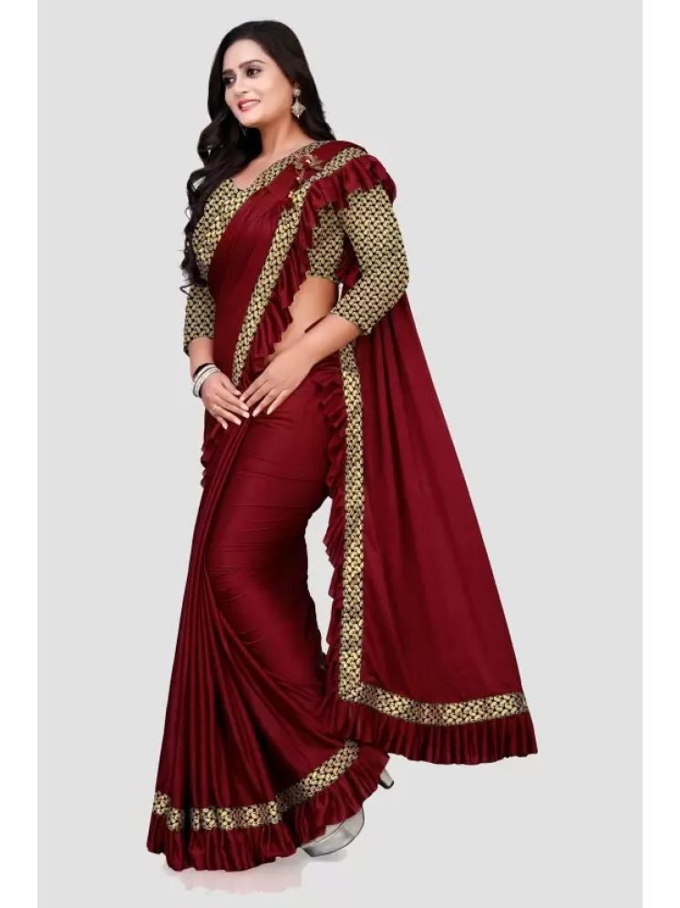     			Saadhvi Pack of 1 Lycra Embellished Saree With Blouse Piece ( Maroon )