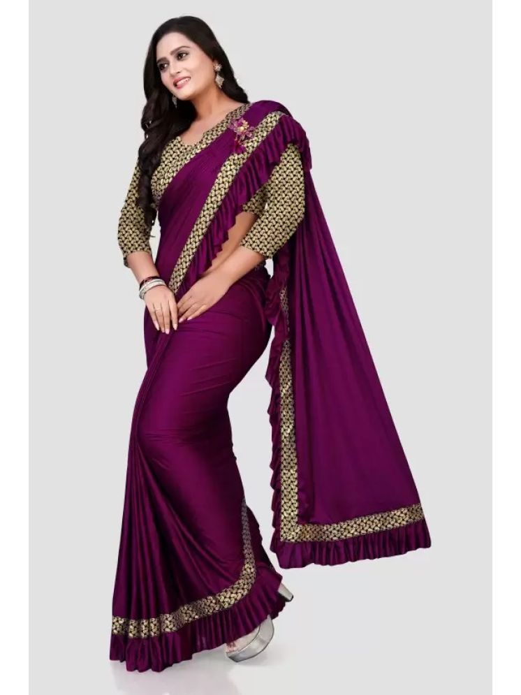     			Saadhvi Pack of 1 Lycra Embellished Saree With Blouse Piece ( Purple )