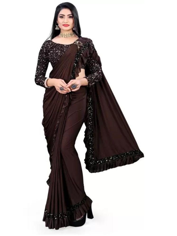     			Saadhvi Pack of 1 Lycra Embroidered Saree With Blouse Piece ( Brown )