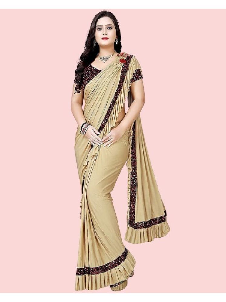     			Saadhvi Pack of 1 Lycra Embroidered Saree With Blouse Piece ( Cream )