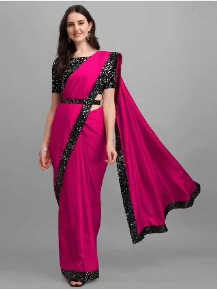     			Saadhvi Pack of 1 Lycra Embellished Saree With Blouse Piece ( Pink )