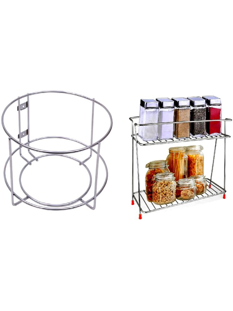     			TINUMS Silver Stainless Steel Storage Racks ( Pack of 2 )