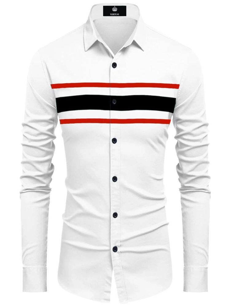     			VERTUSY Cotton Blend Regular Fit Striped Full Sleeves Men's Casual Shirt - White ( Pack of 1 )