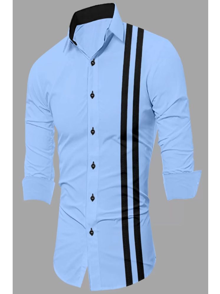     			VERTUSY Cotton Blend Regular Fit Striped Full Sleeves Men's Casual Shirt - Light Blue ( Pack of 1 )