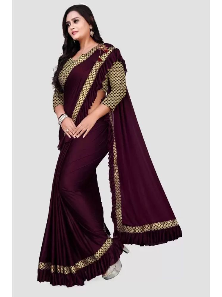     			Vkaran Pack of 1 Lycra Printed Saree With Blouse Piece ( Wine )