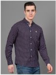 Red Tape Cotton Blend Regular Fit Checks Full Sleeves Men's Casual Shirt - Navy Blue ( Pack of 1 )