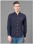 Red Tape Cotton Blend Regular Fit Checks Full Sleeves Men's Casual Shirt - Navy Blue ( Pack of 1 )