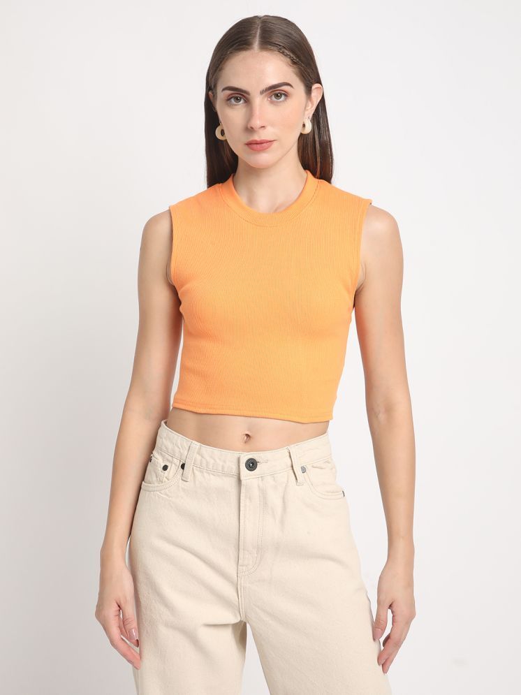     			Bene Kleed Sleeveless Styled Back Ribbed Crop Top