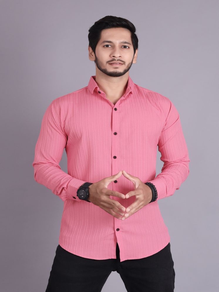     			jeevaan... the perfact fashion Cotton Blend Slim Fit Striped Full Sleeves Men's Casual Shirt - Pink ( Pack of 1 )