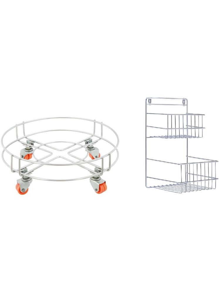     			Home Lane Silver Stainless Steel Gas Cylinder Trolleys ( Pack of 2 )