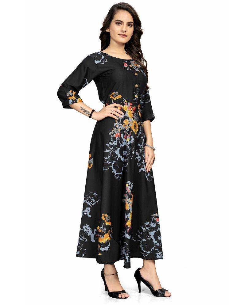     			LABEL DE VADA Black Straight Crepe Women's Stitched Ethnic Gown ( Pack of 1 )