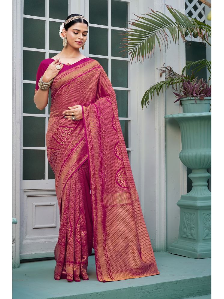     			Sariya Pack of 1 Jacquard Woven Saree With Blouse Piece ( Wine )