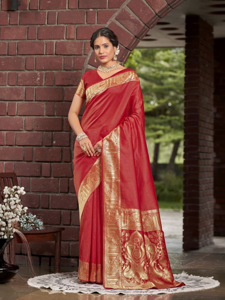     			Sariya Pack of 1 Jacquard Woven Saree With Blouse Piece ( Red )