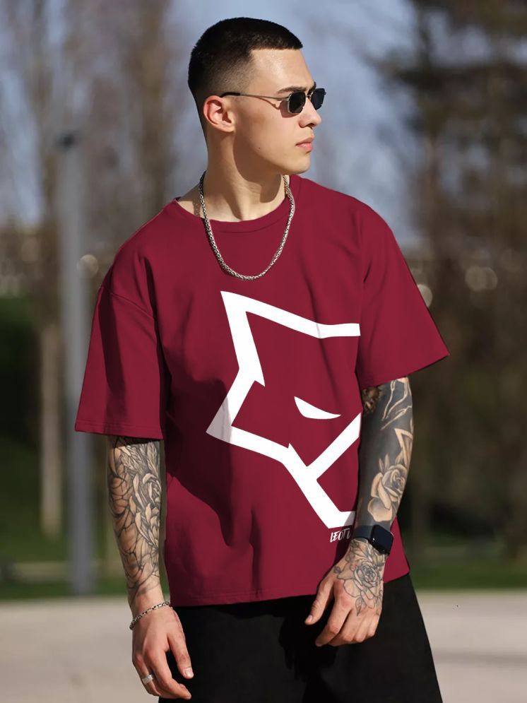     			Leotude Pack of 1 Cotton Blend Oversized Fit Men's T-Shirt ( Maroon )