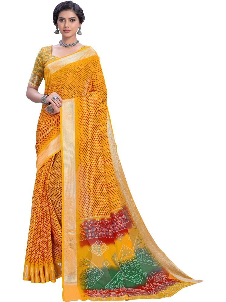     			Sariya Pack of 1 Viscose Printed Saree With Blouse Piece ( Yellow )