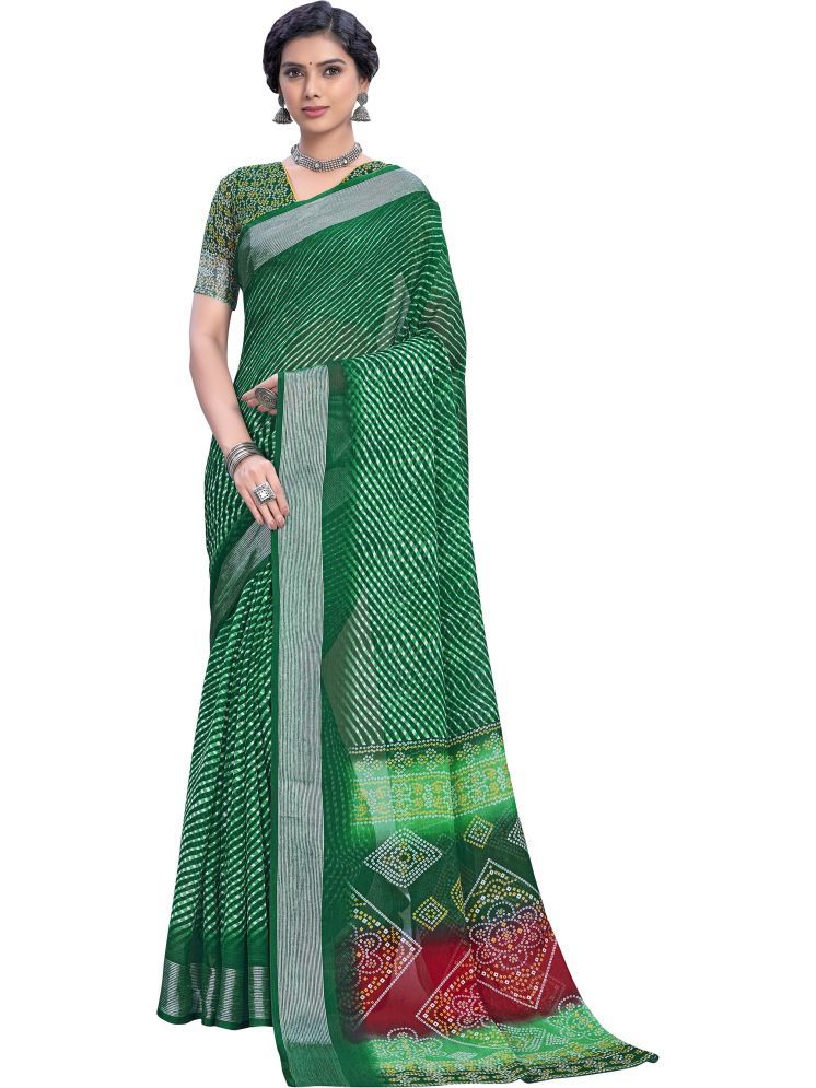     			Sariya Pack of 1 Viscose Printed Saree With Blouse Piece ( Green )