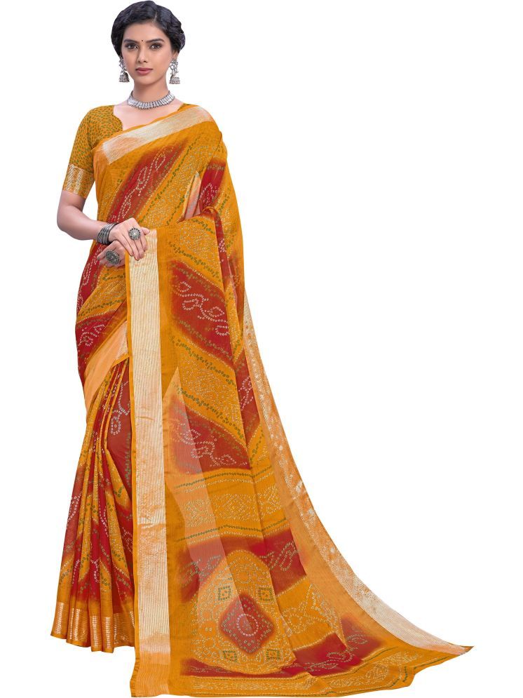     			Sariya Pack of 1 Viscose Printed Saree With Blouse Piece ( Mustard )