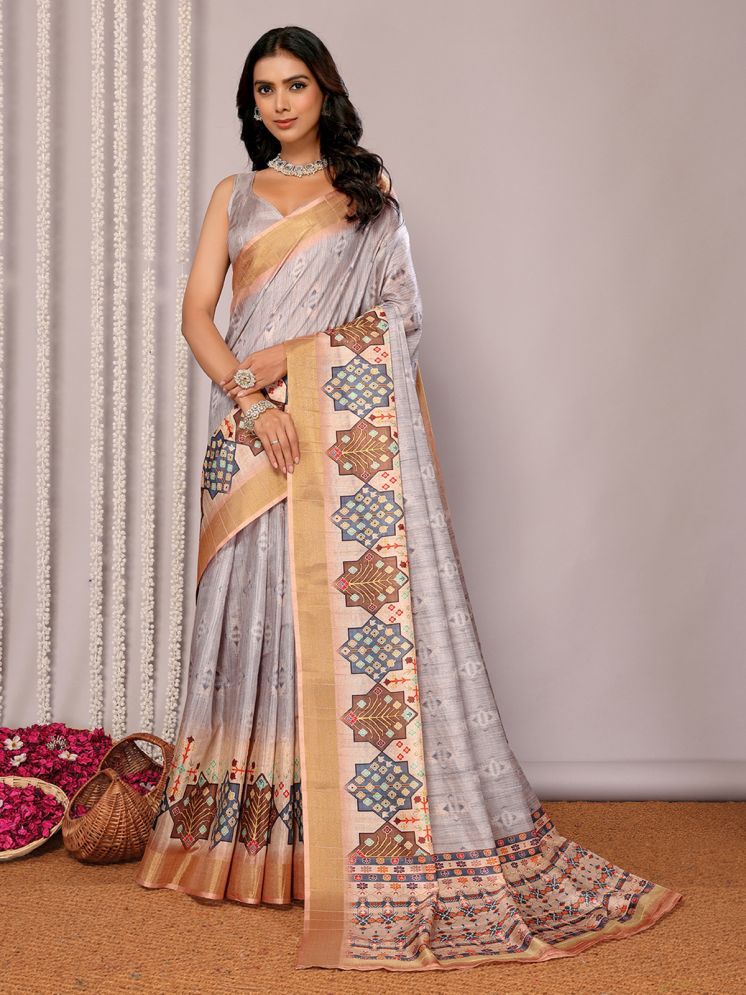     			Anekha Pack of 1 Chanderi Printed Saree With Blouse Piece ( Beige )