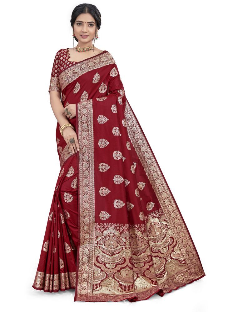     			Sariya Pack of 1 Jacquard Woven Saree With Blouse Piece ( Red )