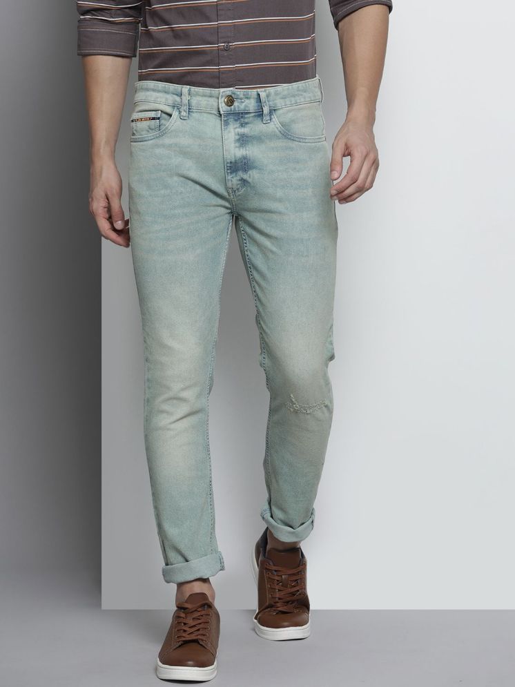     			The Indian Garage Co Men Blue Slim Fit Highly Distressed Heavy Fade Stretchable Jeans