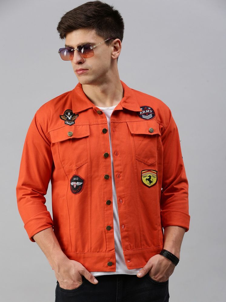     			VOXATI Denim Men's Denim Jacket - Orange ( Pack of 1 )