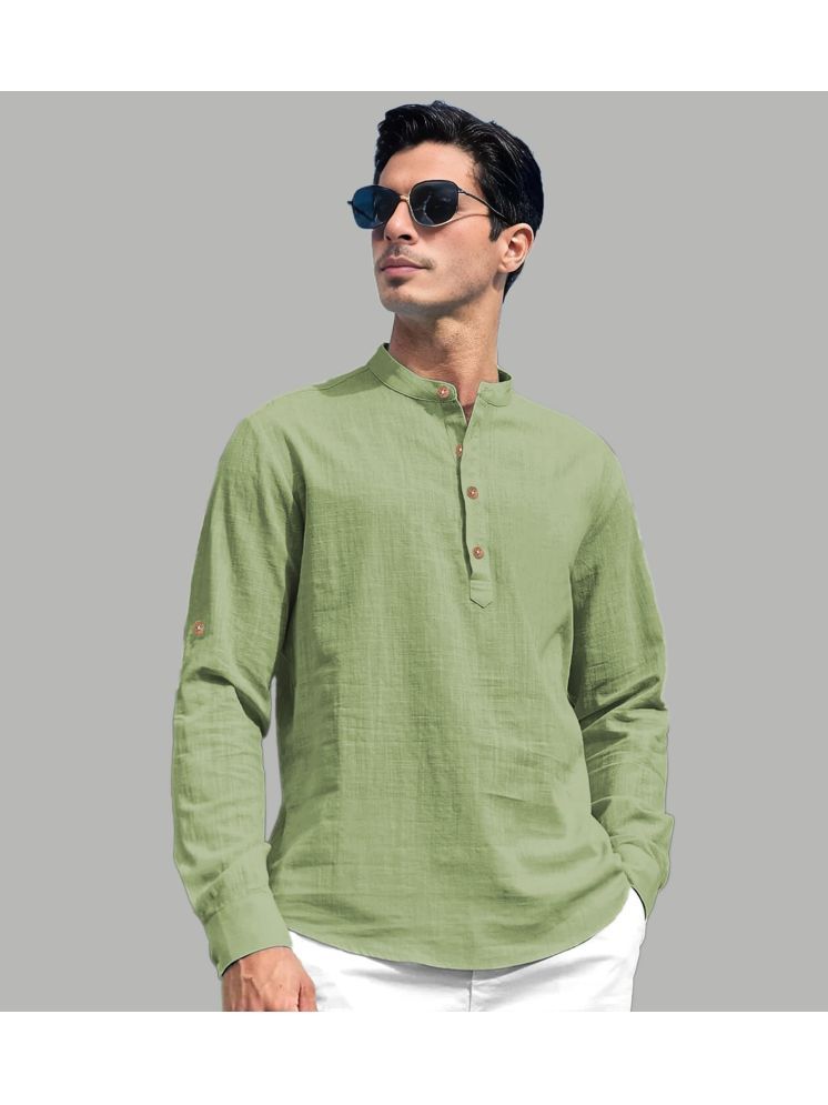     			Vida Loca Light Green Cotton Blend Men's Shirt Style Kurta ( Pack of 1 )