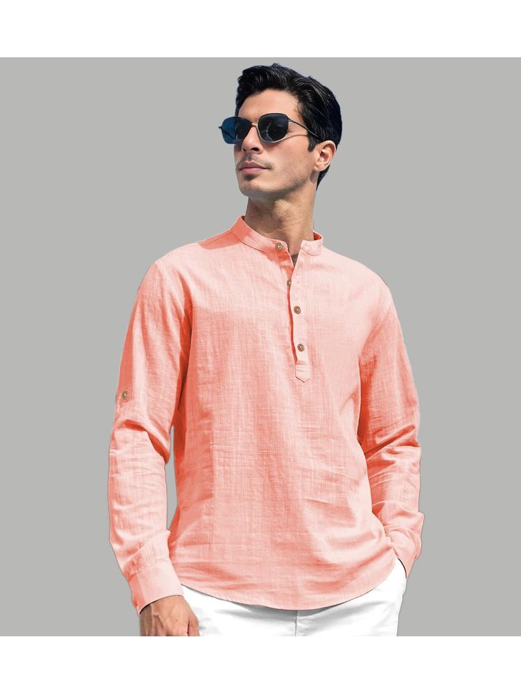     			Vida Loca Peach Cotton Blend Men's Shirt Style Kurta ( Pack of 1 )